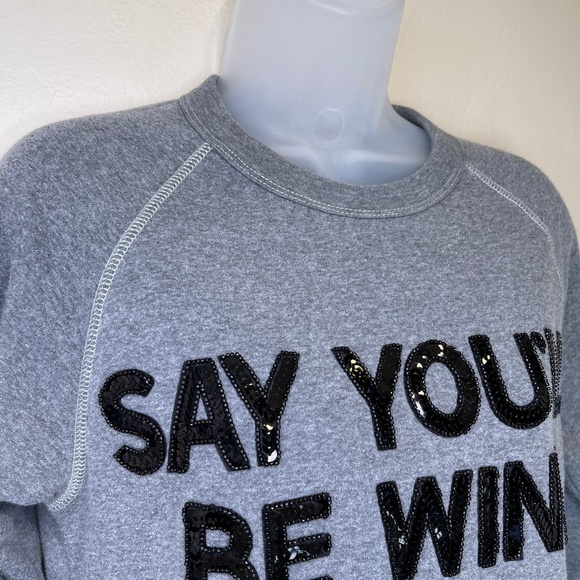 Bow & Drape “Say You'll Be Wine” Sequin Spellout Embellished Crewneck Sweatshirt - Picture 5 of 16